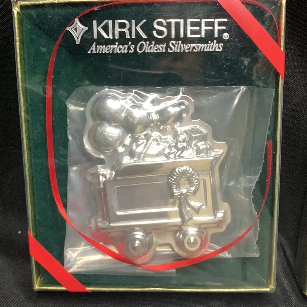 Set of 3 vintage Kirk Stieff silver plate and pewter christmas ornaments - Picture 2 of 7